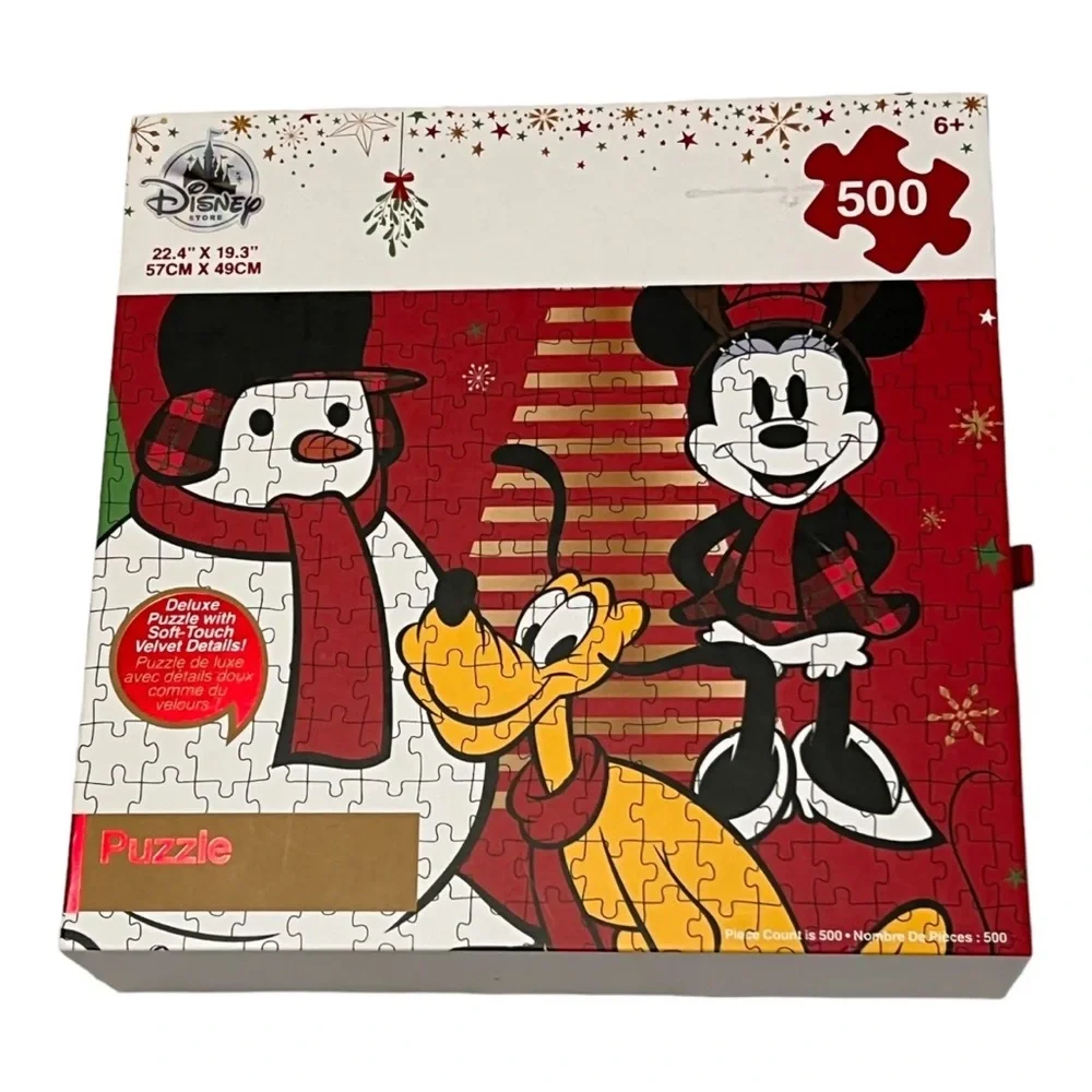 Disney Store Mickey Mouse and Friends 500 Piece Velvet‎ Details Christmas Puzzle